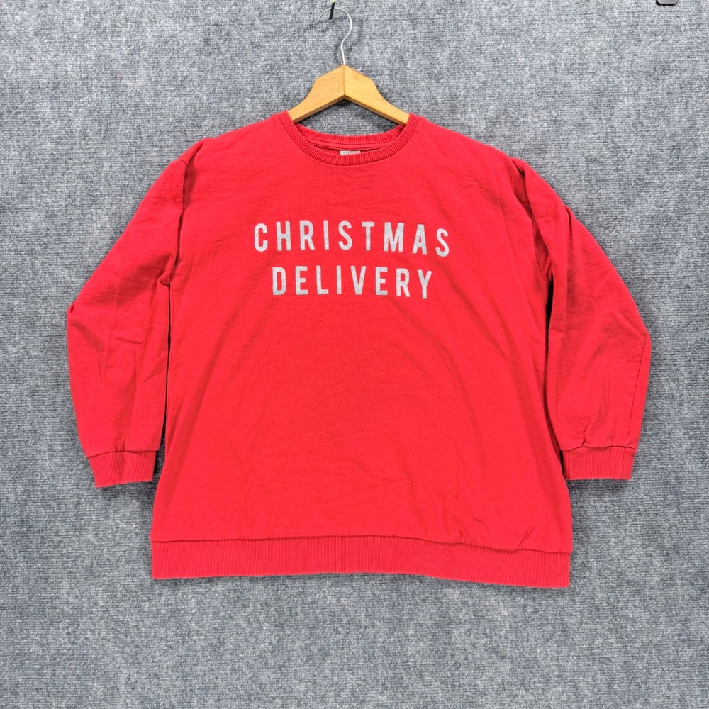 ASOS Christmas Delivery Sweatshirt Women's US 6 Red 100% Cotton Holiday Crew